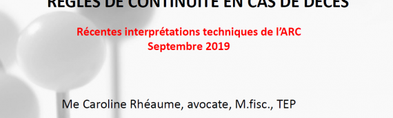 Impôt sur le revenu fractionné (IRF) règles de continuité en cas de décès – 2019